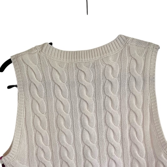 Derek Lam 10 Crosby Yuna Cable Knit Wool Vest in Ivory NWT Large - Picture 5 of 11